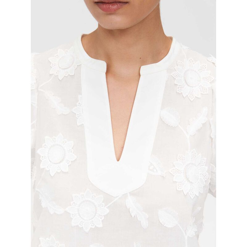 Veronika Maine Sunflower Embroidered Cotton Top image number 2